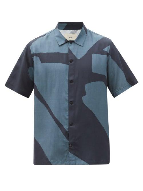Matchesfashion.com Folk - Gabe Abstract-print Poplin Shirt - Mens - Navy Multi