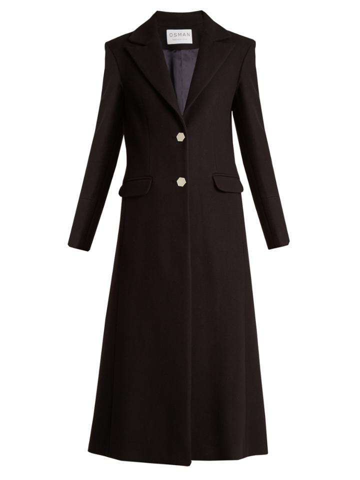 Osman Delauney Single-breasted Wool-blend Coat