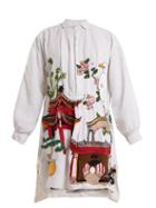 Matchesfashion.com Kilometre Paris - Chengdu And Kunming Embroidered Linen Shirtdress - Womens - White Multi