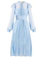 Matchesfashion.com No. 21 - Ruffle Trim Silk Chiffon Dress - Womens - Light Blue