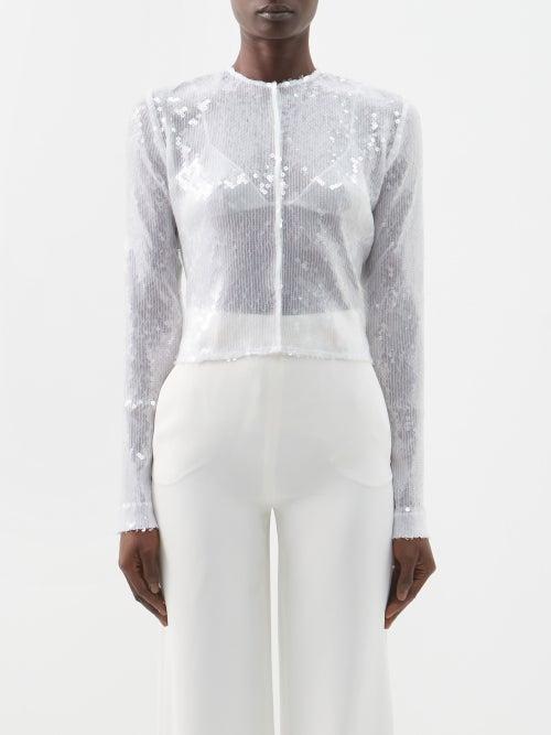 16arlington - Keid Sequinned Tulle Cardigan - Womens - White