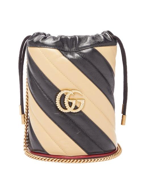 Matchesfashion.com Gucci - Gg Marmont Leather Bucket Bag - Womens - Black White