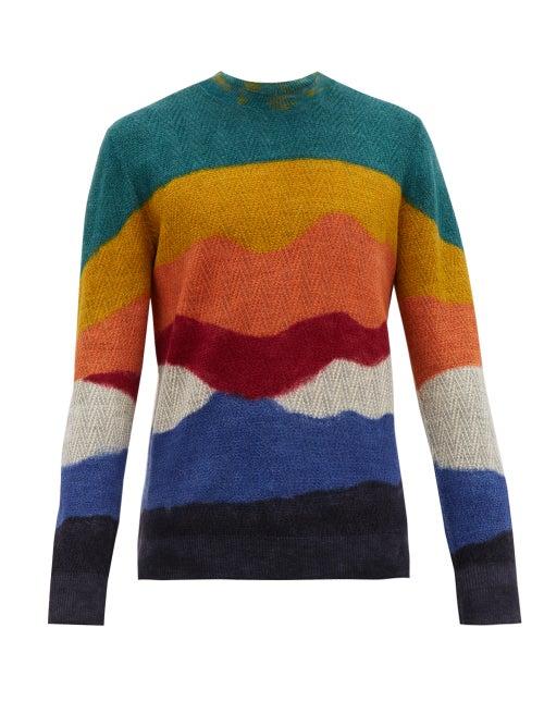 Matchesfashion.com Missoni - Abstract Stripe Chevron Alpaca Sweater - Mens - Multi