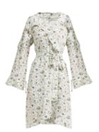 Matchesfashion.com D'ascoli - Abigail Floral Print Ruffle Trim Silk Dress - Womens - White Multi