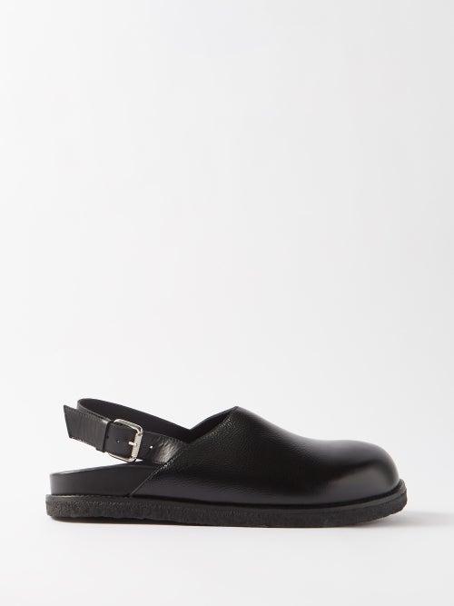 Vinnys - Strapped Leather Mules - Mens - Black