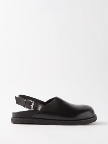 Vinnys - Strapped Leather Mules - Mens - Black
