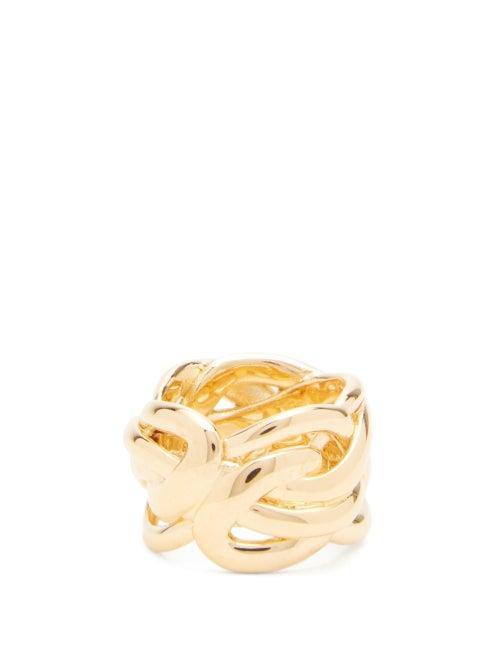Matchesfashion.com Bottega Veneta - Woven 18kt Gold-plated Sterling-silver Ring - Womens - Gold