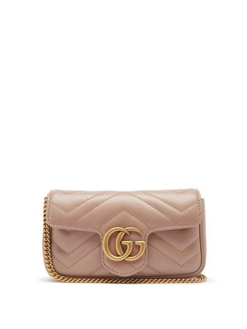 Gucci - Gg Marmont Mini Matelass-leather Cross-body Bag - Womens - Pink