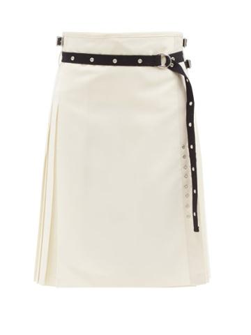 La Fetiche - Gertrude Belted Cotton-twill Skirt - Womens - Cream Multi