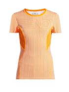 Matchesfashion.com Fendi - Logo Print Striped Performance T Shirt - Womens - Orange Multi
