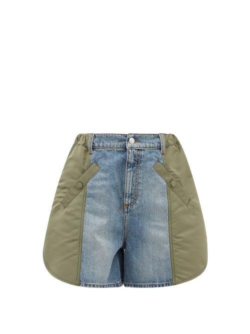 Alexander Mcqueen - High-rise Deconstructed Denim Shorts - Womens - Denim Multi