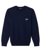 Matchesfashion.com A.p.c. - Otis Logo-embroidered Jersey Sweater - Mens - Navy