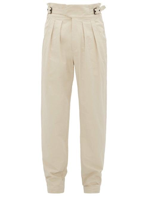 Matchesfashion.com Isabel Marant - Geny Belted Cotton Tapered Leg Trousers - Mens - Beige