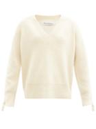 Matchesfashion.com Jw Anderson - V-neck Cable-knit Sleeve Alpaca-blend Sweater - Womens - Ivory
