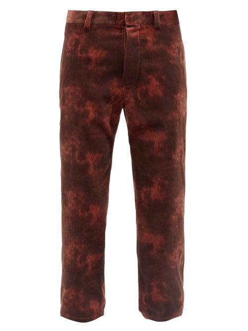 Matchesfashion.com Ann Demeulemeester - Tie-dye Cotton-blend Velvet Trousers - Mens - Brown