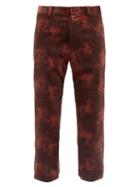 Matchesfashion.com Ann Demeulemeester - Tie-dye Cotton-blend Velvet Trousers - Mens - Brown