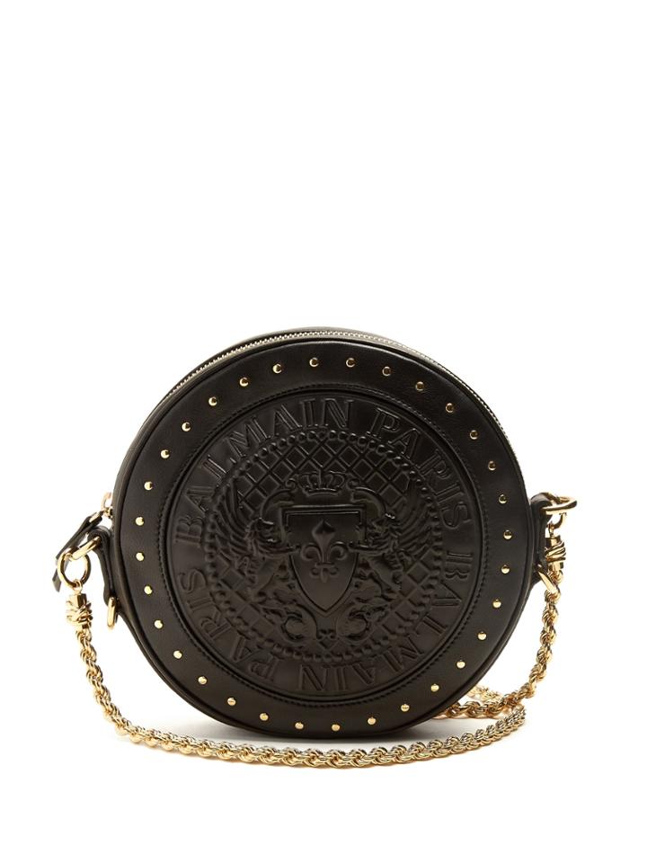Balmain Stud-embellished Leather Cross-body Bag