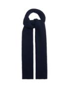 Ganni - Ribbed-knit Recycled Wool-blend Scarf - Womens - Dark Navy