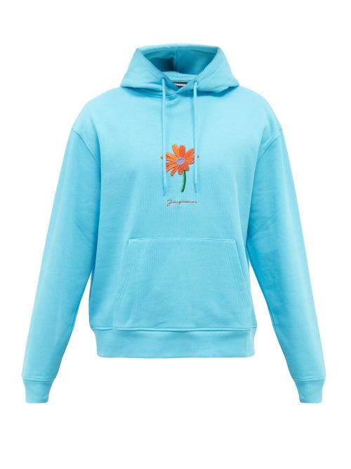Mens Rtw Jacquemus - Pistou Embroidered Cotton-jersey Hooded Sweatshirt - Mens - Blue