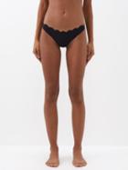Marysia - Santa Barbara Scalloped-edge Bikini Briefs - Womens - Black