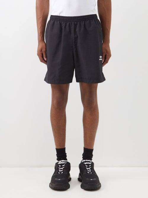Balenciaga - Logo-embroidered Nylon Track Shorts - Mens - Black