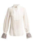 Matchesfashion.com Zeus + Dione - Mira Embroidered Silk Blouse - Womens - Ivory