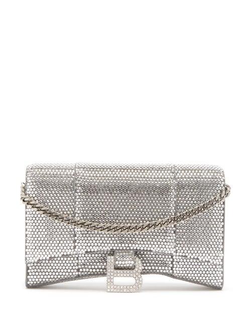 Balenciaga - Hourglass Crystal-embellished Cross-body Bag - Womens - Grey
