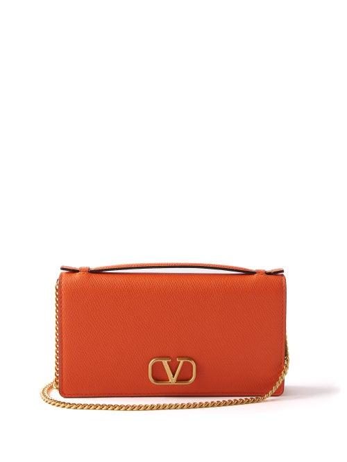 Valentino Garavani - V-logo Leather Cross-body Bag - Womens - Orange