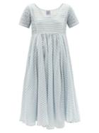 Ladies Beachwear Thierry Colson - Romy Smocked Striped Cotton-voile Dress - Womens - Blue White
