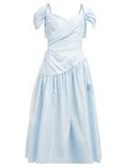 Matchesfashion.com Simone Rocha - Sweetheart Neckline Taffeta Midi Dress - Womens - Blue