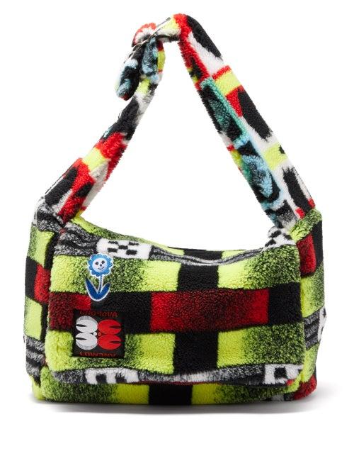 Chopova Lowena - Logo-patch Striped Fleece Shoulder Bag - Womens - Multi