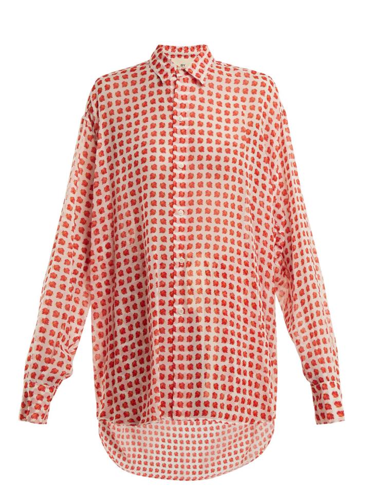 By. Bonnie Young Rose-print Silk-chiffon Shirt