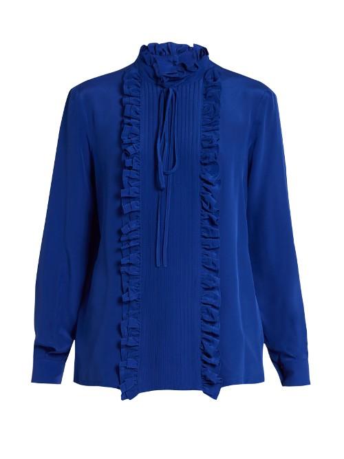 Stella Jean Lavorare Ruffled Silk-crepe Blouse