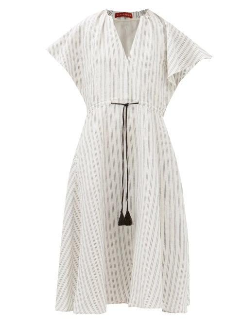 Altuzarra - Romy Striped Linen-hopsack Kaftan Dress - Womens - Ivory Multi