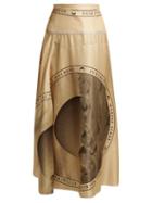 Matchesfashion.com Marine Serre - Moon Print Silk Midi Skirt - Womens - Brown Multi