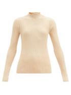 Matchesfashion.com Acne Studios - High-neck Ribbed Cotton-blend Sweater - Womens - Ivory