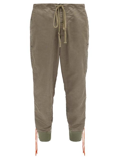 Matchesfashion.com Greg Lauren - Stacked Lounge Side-stripe Satin Track Pants - Mens - Green