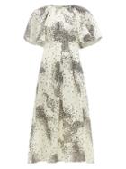 Matchesfashion.com Giambattista Valli - Square Print Silk Chiffon Midi Dress - Womens - Ivory Multi