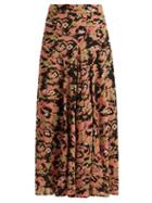 Matchesfashion.com Raey - Godet Front Neon Pansy Print Silk Skirt - Womens - Pink Multi
