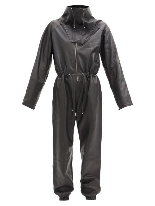 Matchesfashion.com Dodo Bar Or - Piki High-neck Leather Jumpsuit - Womens - Black
