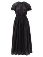 Ladies Beachwear Matteau - The Shirred Organic-cotton Maxi Dress - Womens - Black