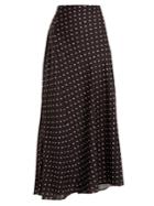 Haider Ackermann Gathered-detail Polka-dot Print Satin Maxi Skirt