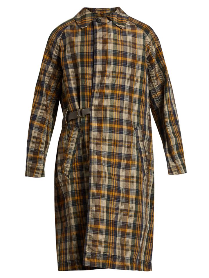Kolor Checked Crinkle-noil Trench Coat