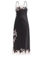 Ladies Lingerie Carine Gilson - Square-neck Lace-trimmed Silk Midi Slip Dress - Womens - Black