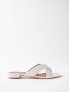 Malone Souliers - Gavi Crossover Leather Slides - Womens - White