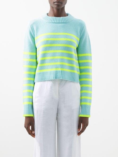 La Ligne - Marin Striped Wool-blend Sweater - Womens - Light Blue