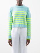 La Ligne - Marin Striped Wool-blend Sweater - Womens - Light Blue