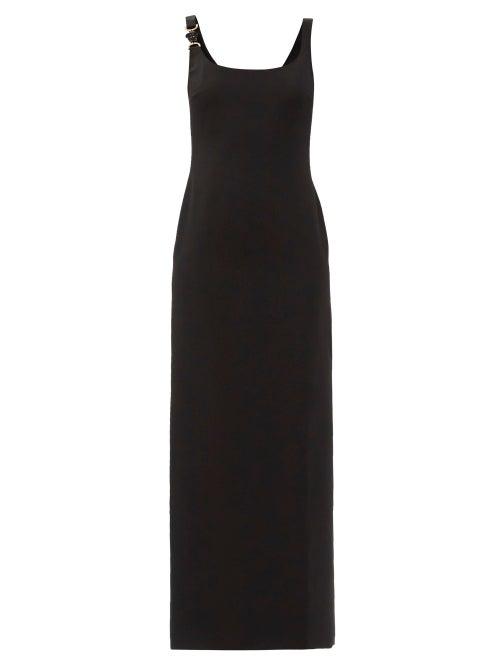 Ladies Rtw Versace - Medusa-plaque Silk-cady Dress - Womens - Black