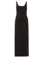 Ladies Rtw Versace - Medusa-plaque Silk-cady Dress - Womens - Black