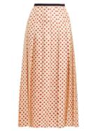Matchesfashion.com Gucci - Pleated Clover Print Silk Satin Skirt - Womens - Ivory Multi